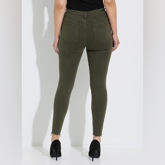 Liverpool High Rise Ankle Skinny Raw Hem Grass Fed Green Jeans Size 2/26 New - Picture 2 of 12